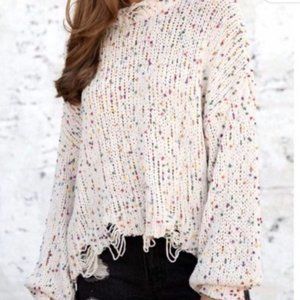 POL Cropped Confetti Knit Sweater